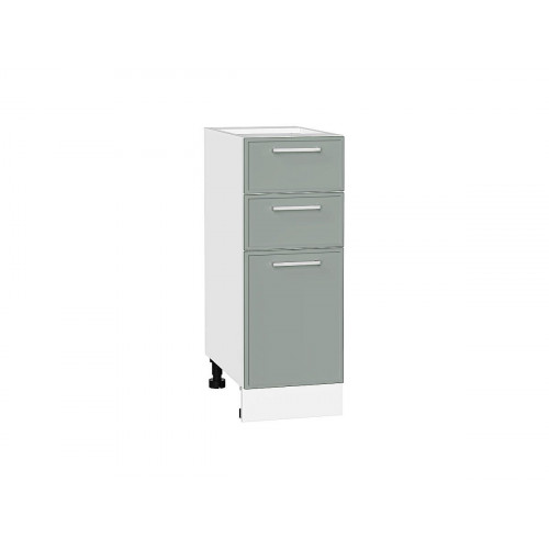 816*300*481 Шкаф нижний с 3-мя ящиками Квадро Аквамарин/Белый