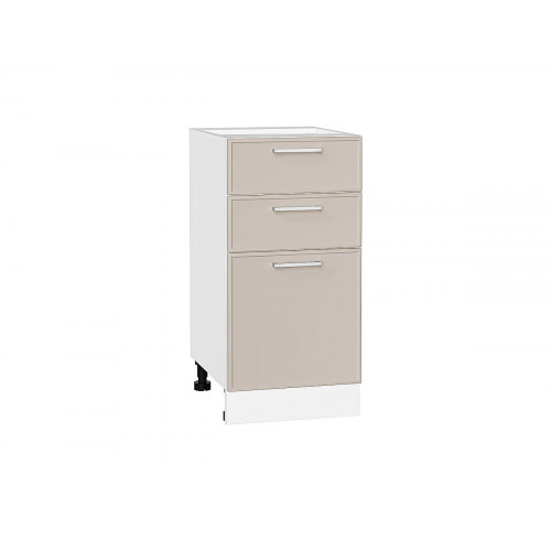 816*400*481 Шкаф нижний с 3-мя ящиками Квадро Кашемир/Белый