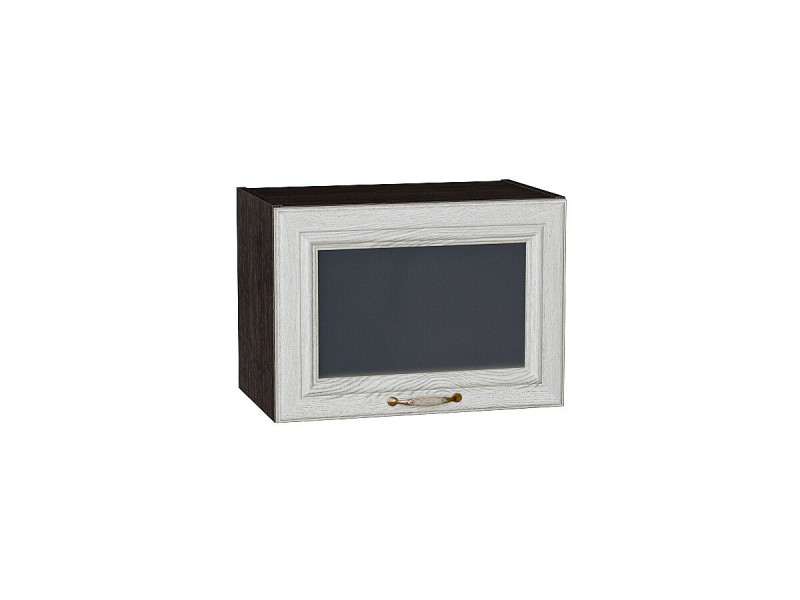 358*500* Шкаф верхний горизонтальный остекленный Шале White Dreamline Graphite