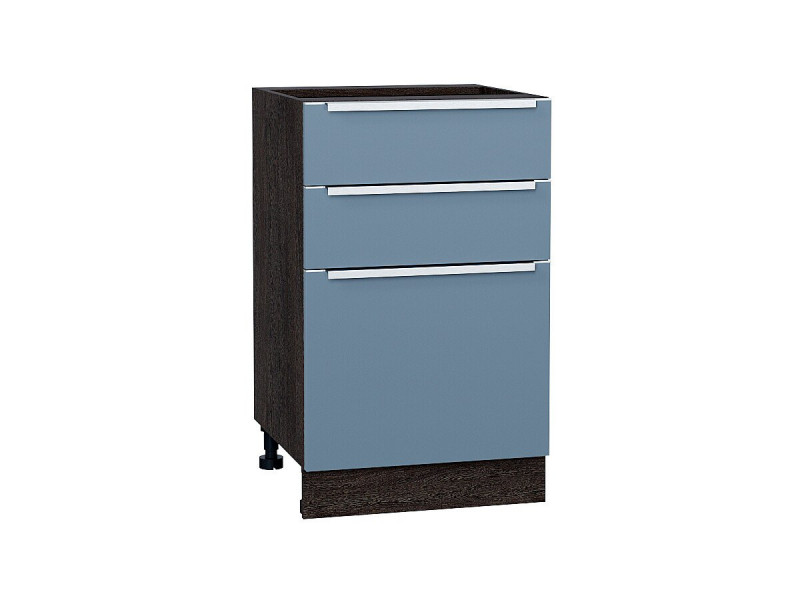 816*500* Шкаф нижний с 3-мя ящиками Фьюжн Silky Blue Graphite