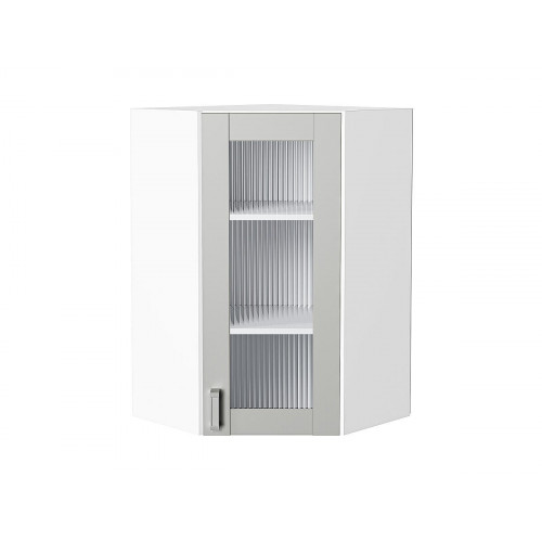 920*600*600Шкаф верхний угловой остекленный Лофт Grey Silk/Белый