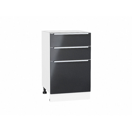 816*500* Шкаф нижний с 3-мя ящиками Фьюжн Anthracite Белый
